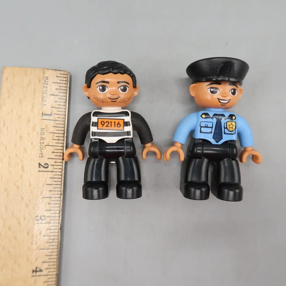 Lego Duplo Police Officer Man Cop Convict Figure Jail Prisoner Set Robber lot